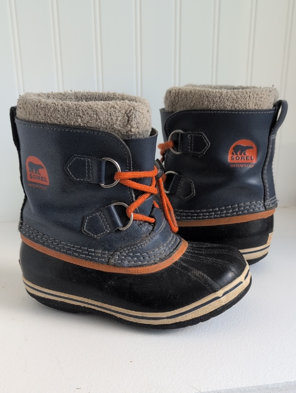 Sorel Kids Black and Orange Waterproof Winter Boots